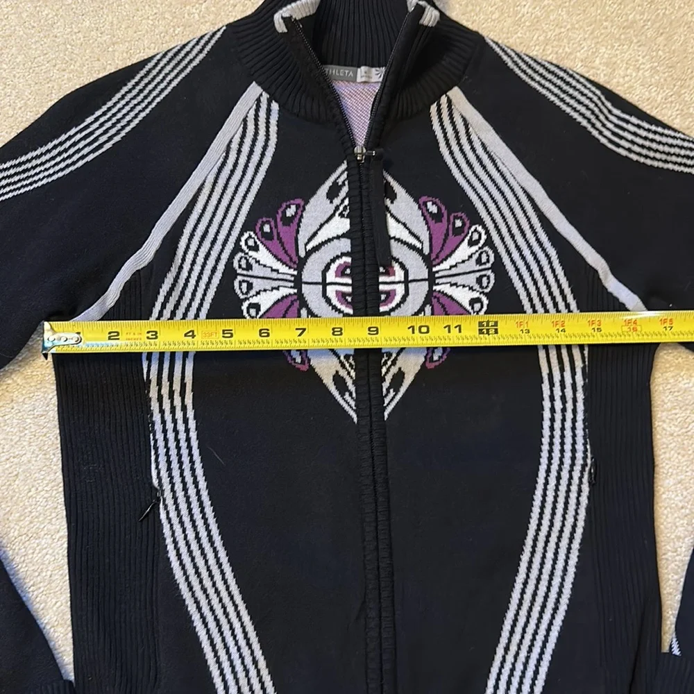 Athleta zip front black, gray, and purple sweater size M - Picture 7 of 14